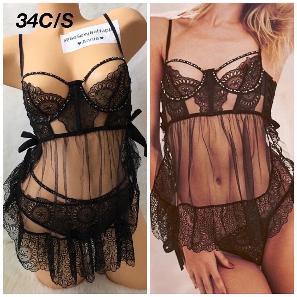 Victoria’s Secret Designer Elegant Black Lace Lingerie Set